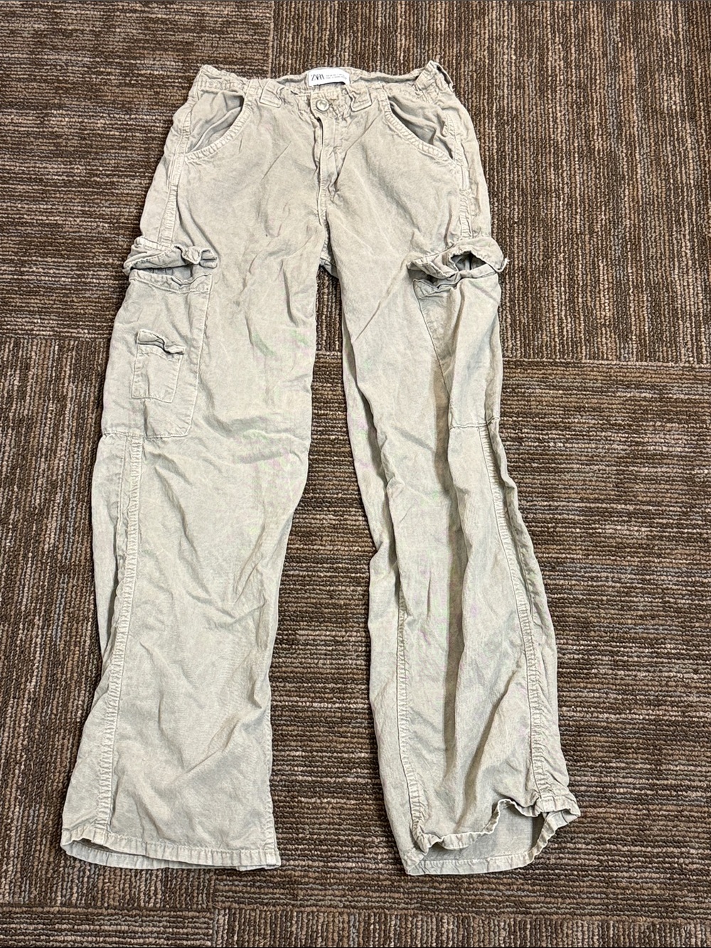 ZARA Light Grey Utility Cargo Pants